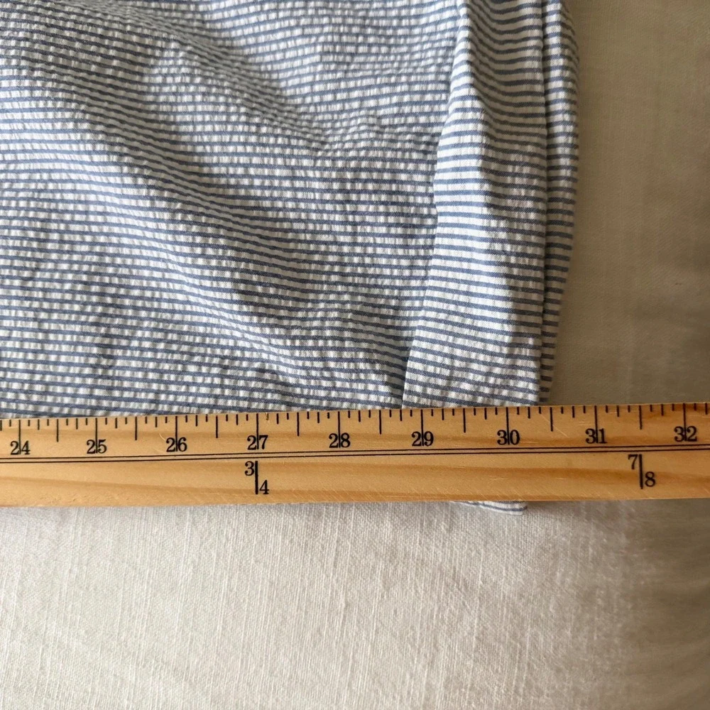 90's Polo Ralph Lauren Andrew Pant 38x30 Blue Seersucker Pleated Cuffed Cotton